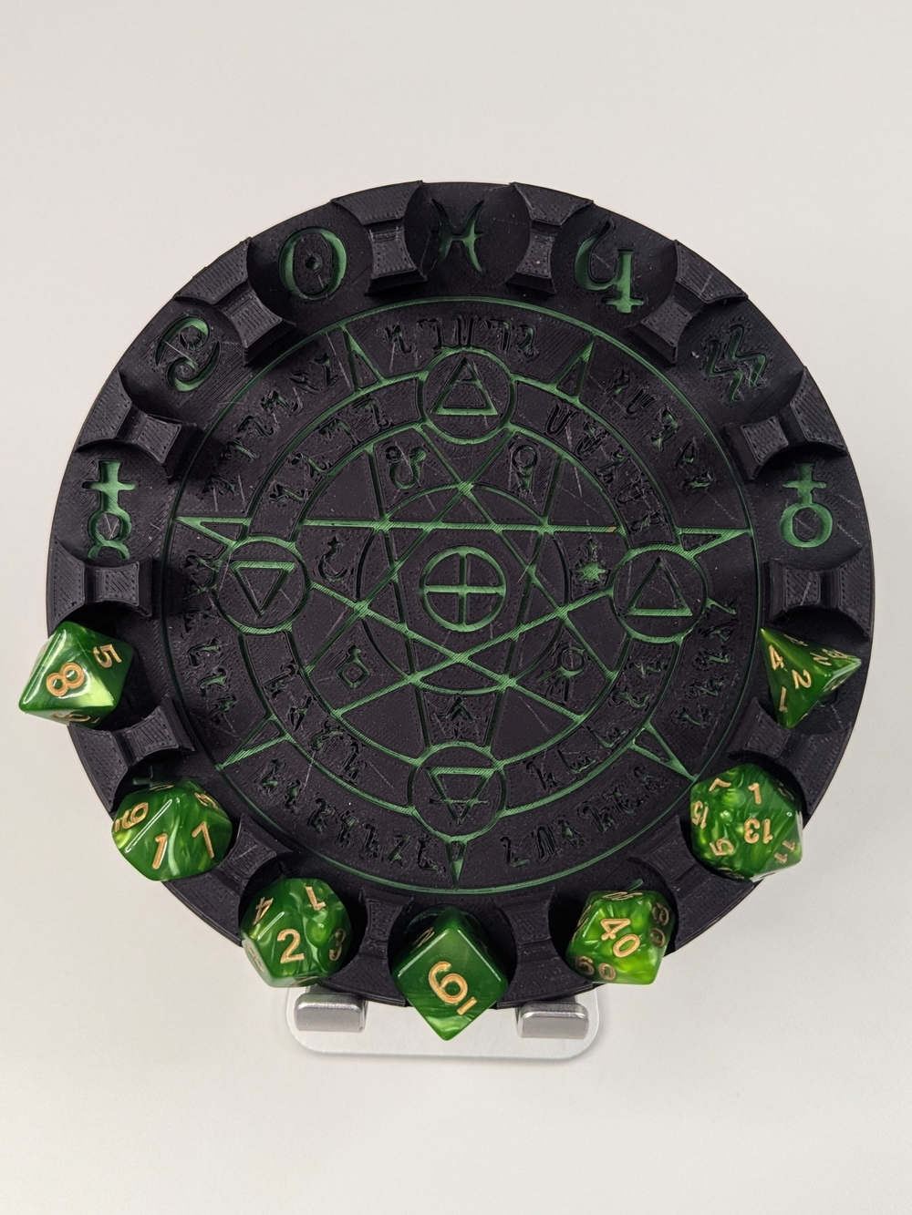 DND RPG Table Games Dice Tray‎ And Dice Set Black/Green